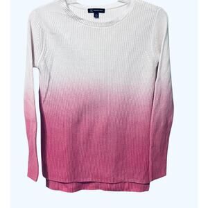 I.N.C. LONG SLV PULL-OVER CLOSED KNIT SWEATER, WOMENS, M-WHITE & PINK VARIEGATED
